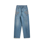Risen Jeans Pearl-Embellished & Butterfly-Embroidered Baggy Jeans