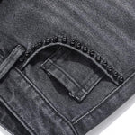 Risen Jeans Pearl-Embellished Embroidery Cut-Out Whisker Jeans