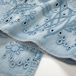 Risen Jeans Wide-Leg Rose-Embroidered Cut-Outs Jeans