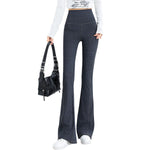 High-Waist Knit Denim Flare Pants
