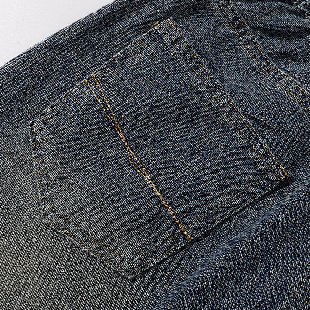 High Waist Wide Leg Ombre Denim Shorts