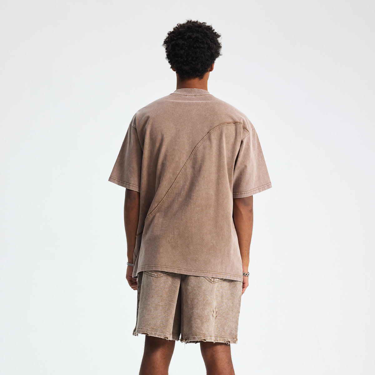 Washed Raw Edge Patchwork T Shirt 8oz