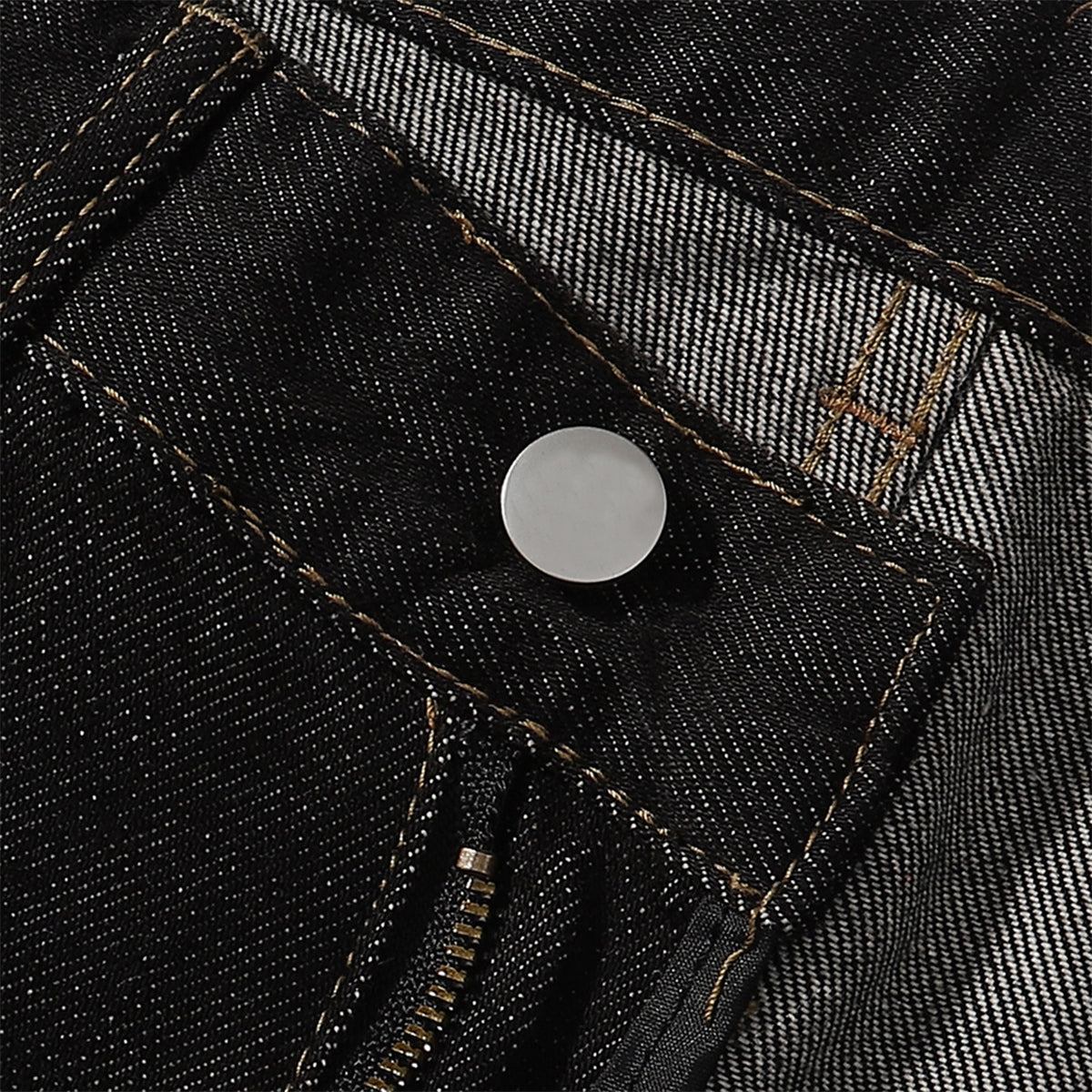 Contrast Stitching Detail Wide Leg Denim Pants