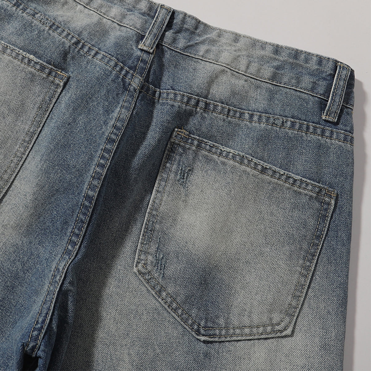 Faded Wash Vintage Relaxed Wide Leg Denim Jeans