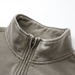 Distressed Wash Comfort Zip Pullover Sweatshirt