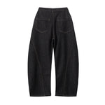 Contrast Stitching Detail Wide Leg Denim Pants