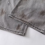 Baggy Fit Distressed Grey Ripped Jeans