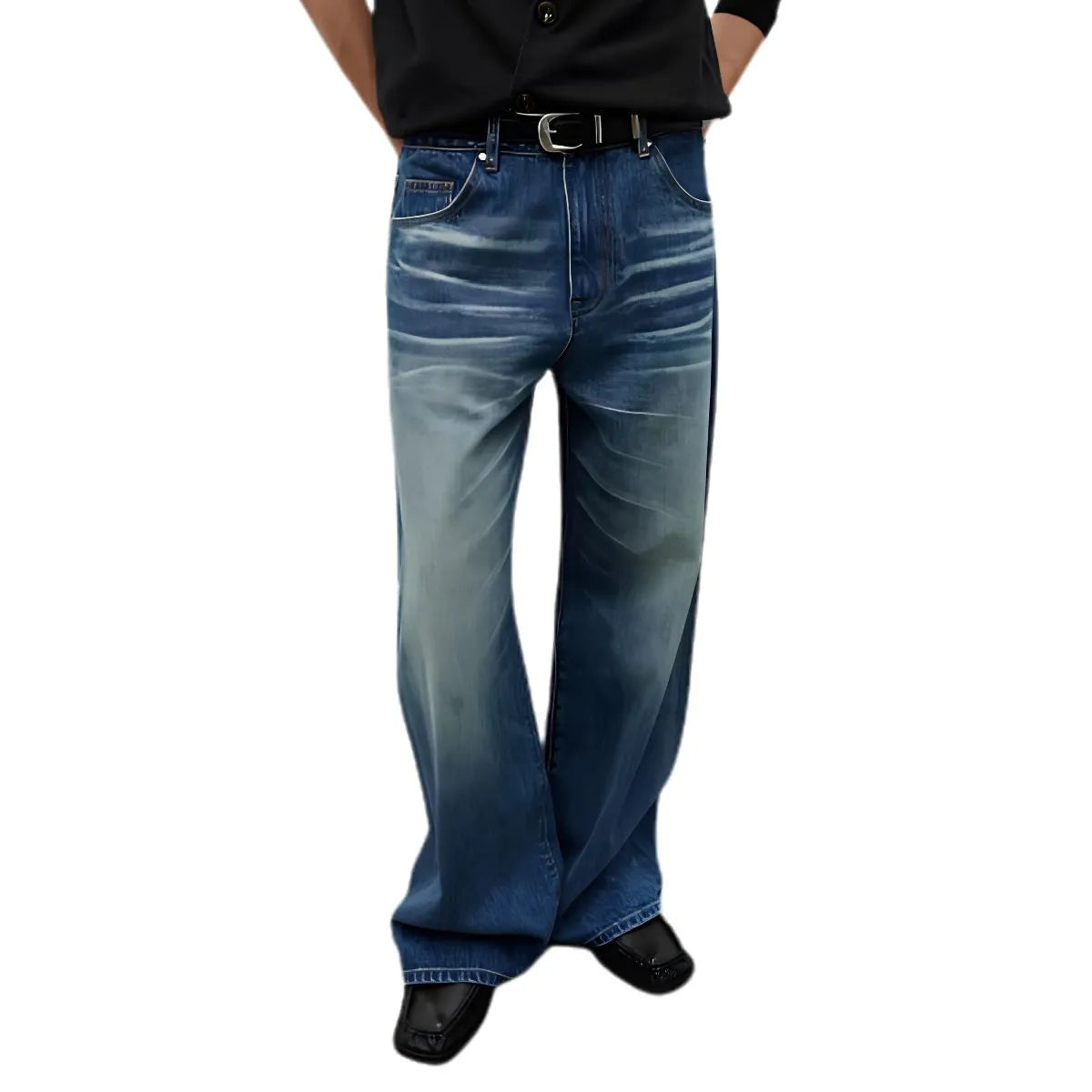 Vintage Whiskered Straight-Leg Denim Jeans