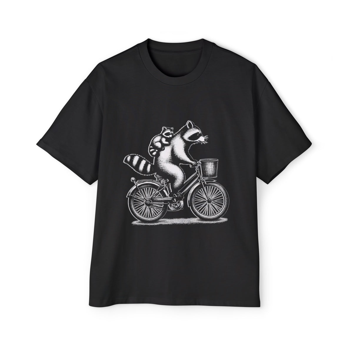 Racoon Ride Bicycle Graphic Tee-INNBLAC Fashion Apparel