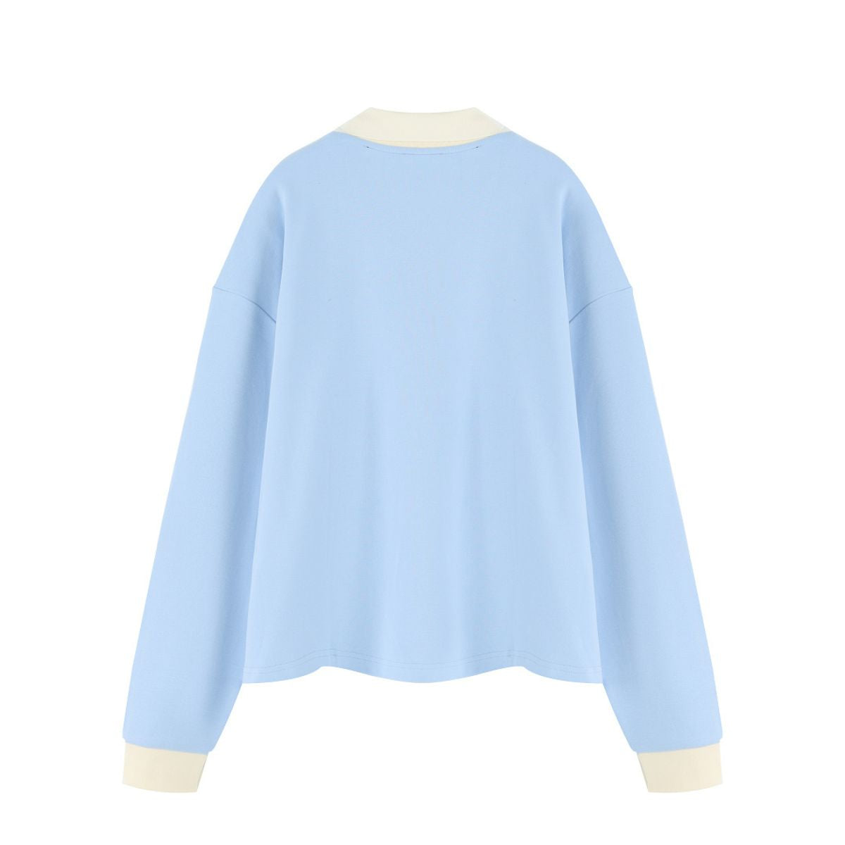 Women's Heavyweight Washed Color Block Collared Long Sleeve Sweatshirt