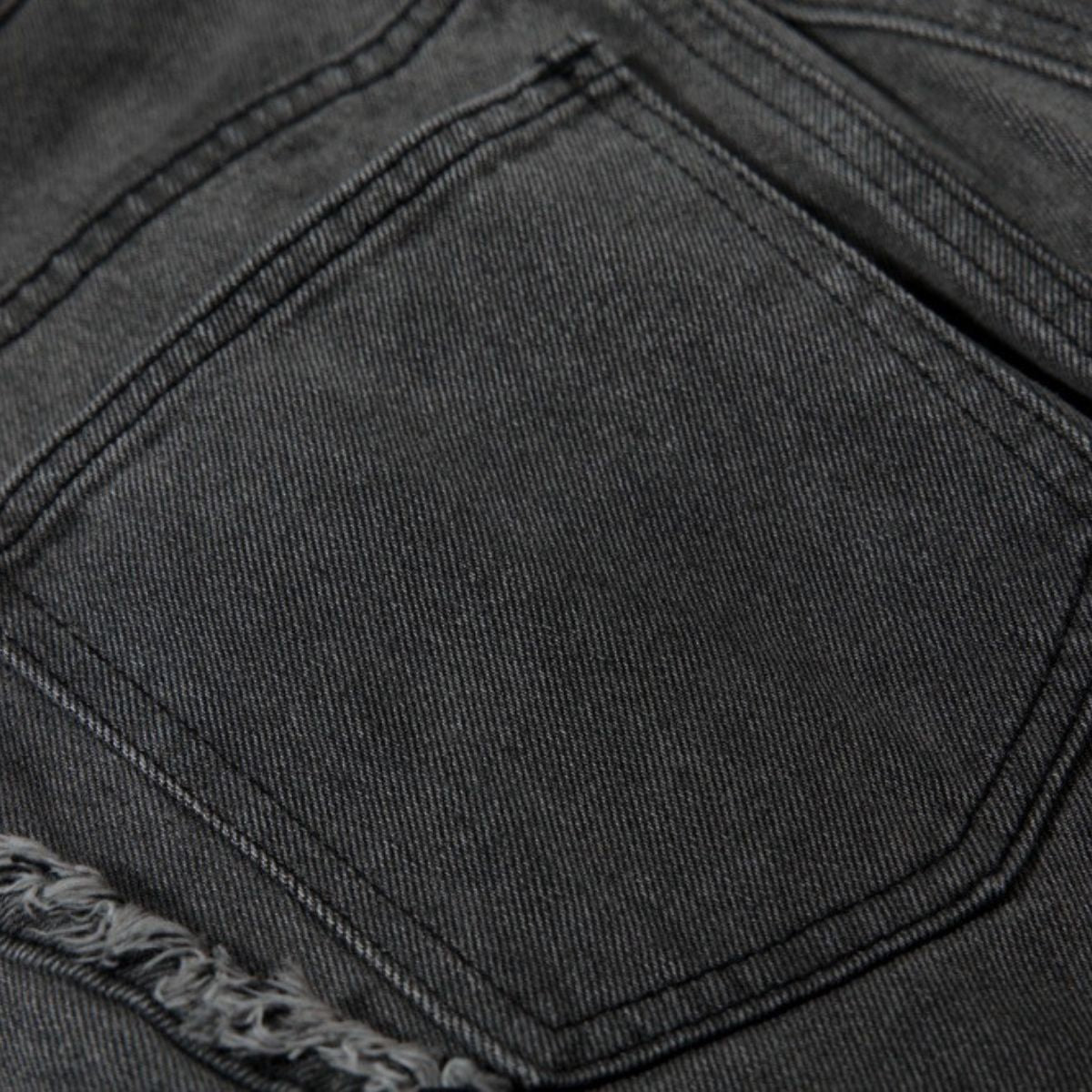 Men's Washed Distressed Denim Pants Wide Leg Patchwork Raw Edge Unique