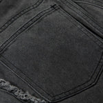 Men's Washed Distressed Denim Pants Wide Leg Patchwork Raw Edge Unique