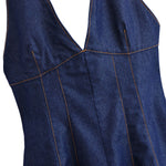 Falda vaquera con bordado de perlas y lavado vintage