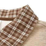 Quiet Luxury Old Money Color‑Contrast Plaid Half‑Zip Polo Sweatshirt