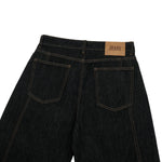 Raw Black Deconstructed Curved Wide‑Leg Jeans