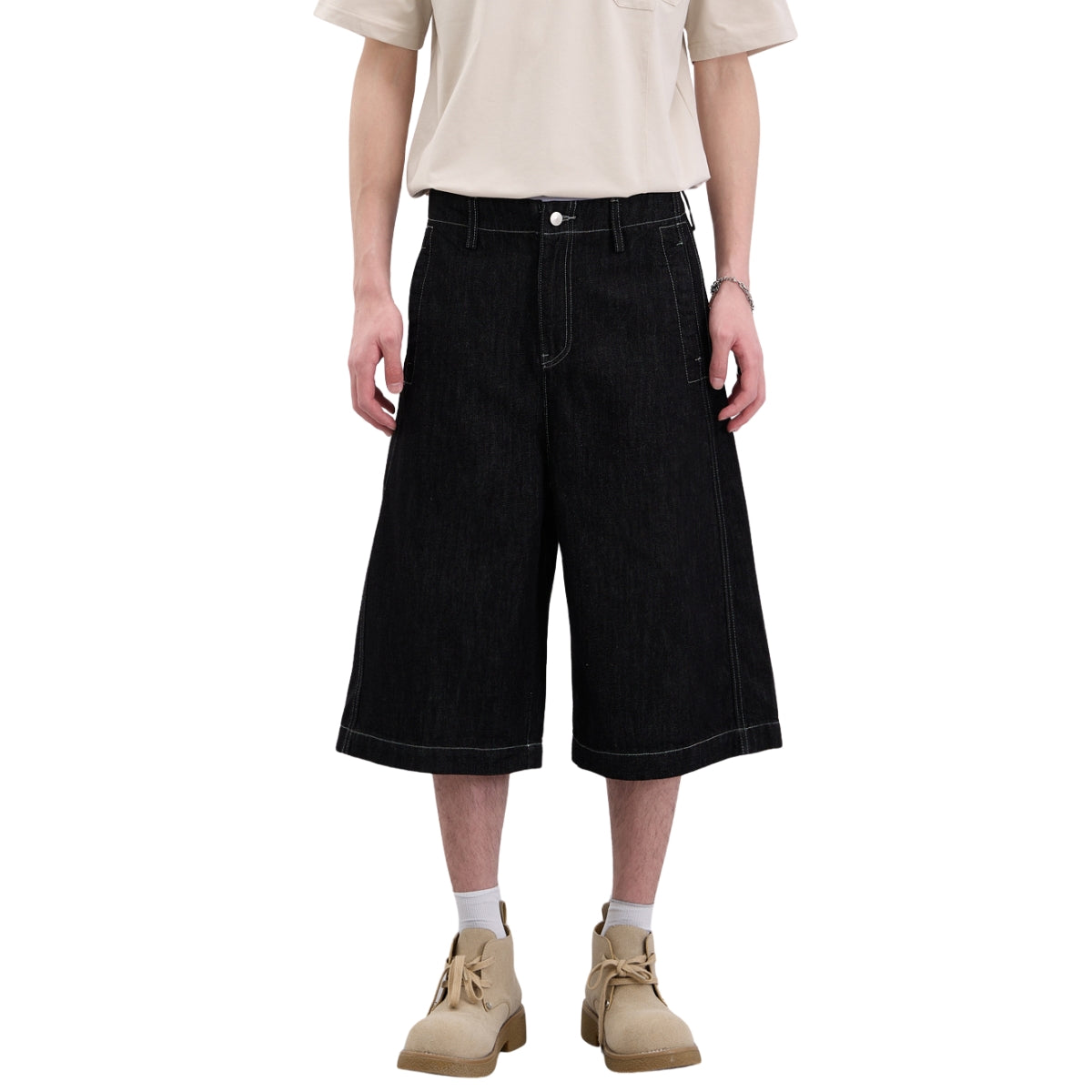 Bermudas con lavado vintage y salpicaduras de tinta