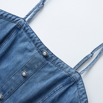 Spaghetti Strap Tiered Denim Midi Dress