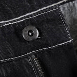 Contrast Stitch Black Wide-Leg Jeans