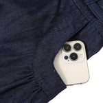 Falda vaquera con bordado de perlas y lavado vintage