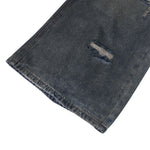 High Street Vintage Washed Raw Denim Wide Leg Ripped Patchwork Jeans