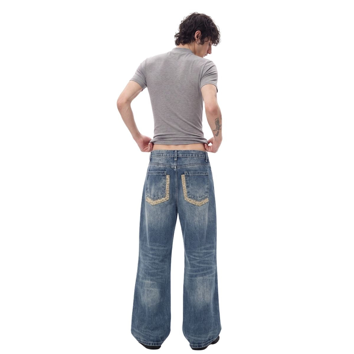 Vintage Washed Faded Flare Jeans
