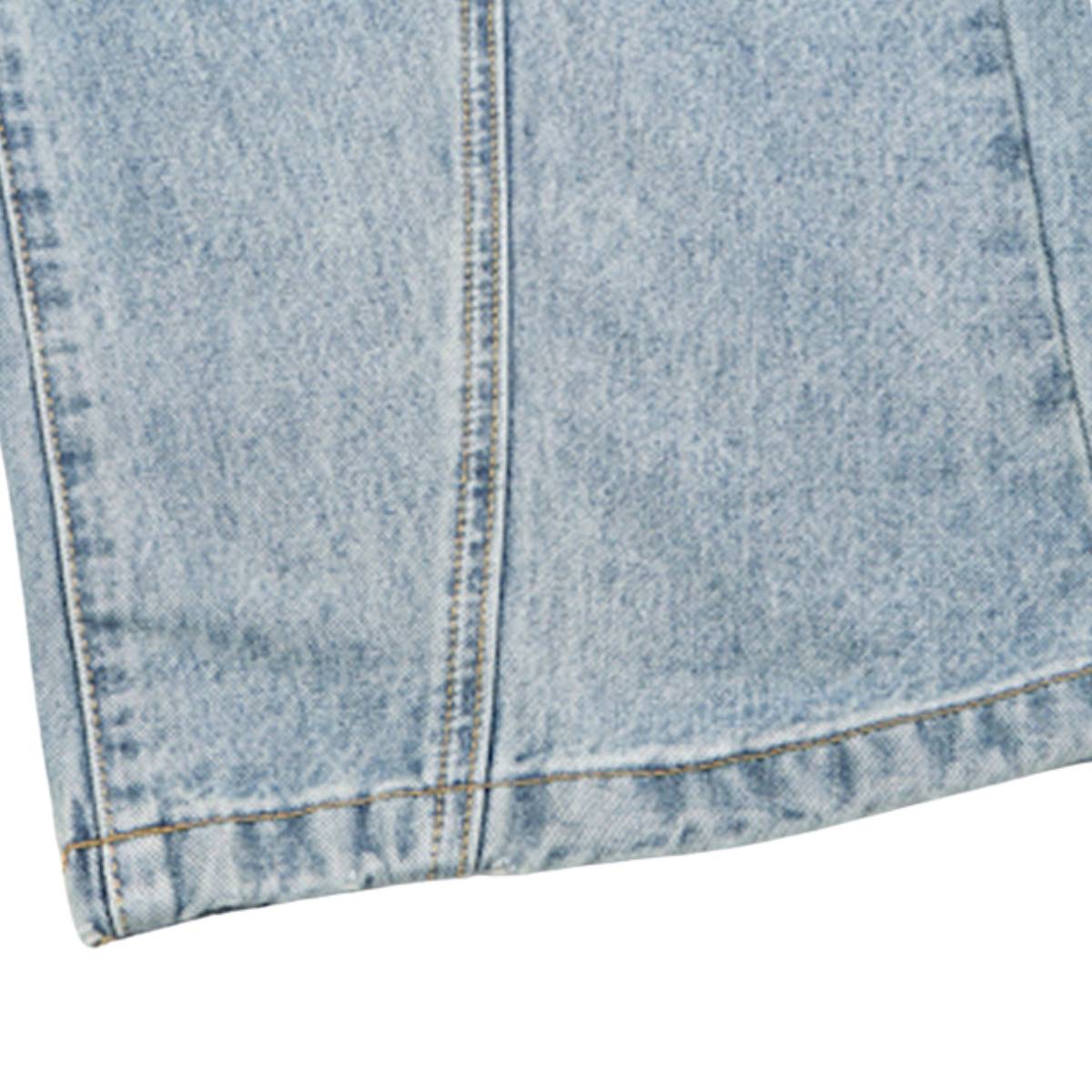 Vintage Washed High Waist Distressed Relaxed Straight Leg Denim Jeans