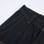 Premium Raw Denim Panel Stitch Wide-Leg Jeans