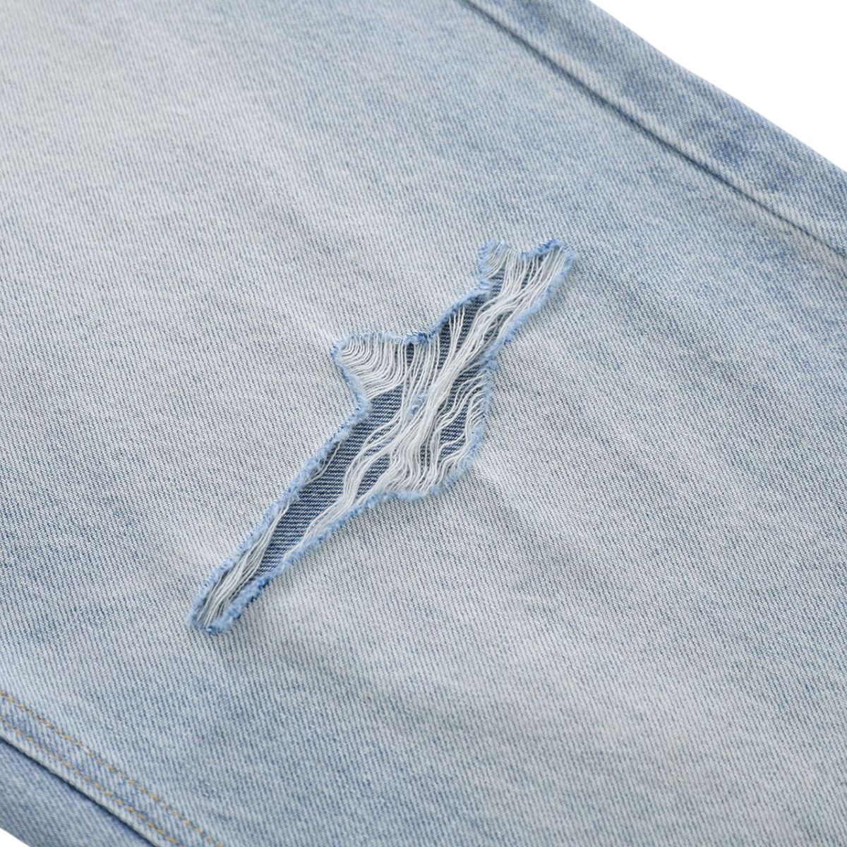 Vintage Washed Light Blue Whiskered Slim Flare Jeans