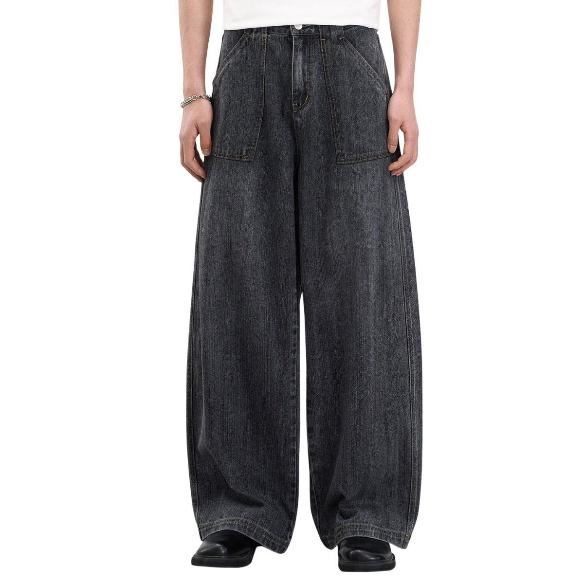 Vintage Washed Slub Distressed Baggy Denim Pants