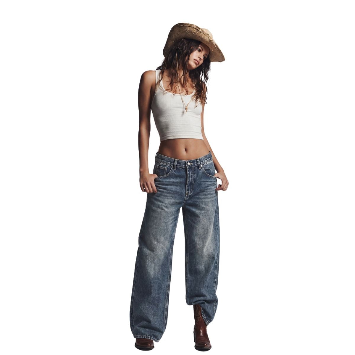 Vintage Washed Faded Loose Wide Leg Jeans