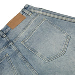 Men's Washed Distressed Denim Pants Vintage American Loose Wide Leg