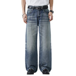 Vintage Washed Crease Effect Wide Leg Baggy Denim Jeans