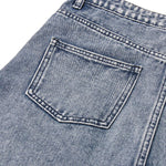 Raw Hem Cargo Denim Midi Skirt