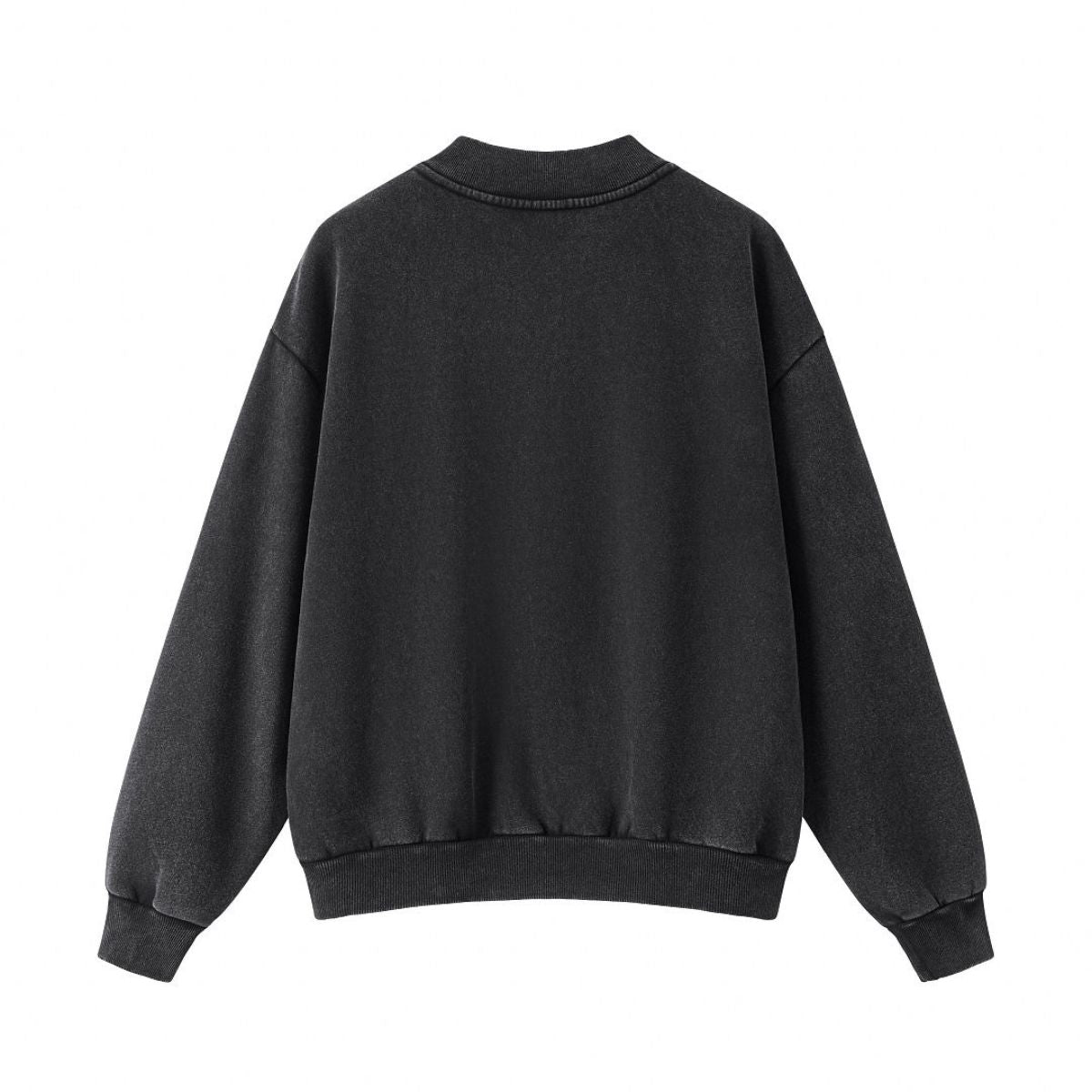 Washed Overdye Half‑Zip Metal Zipper Crew Neck Sweatshirt