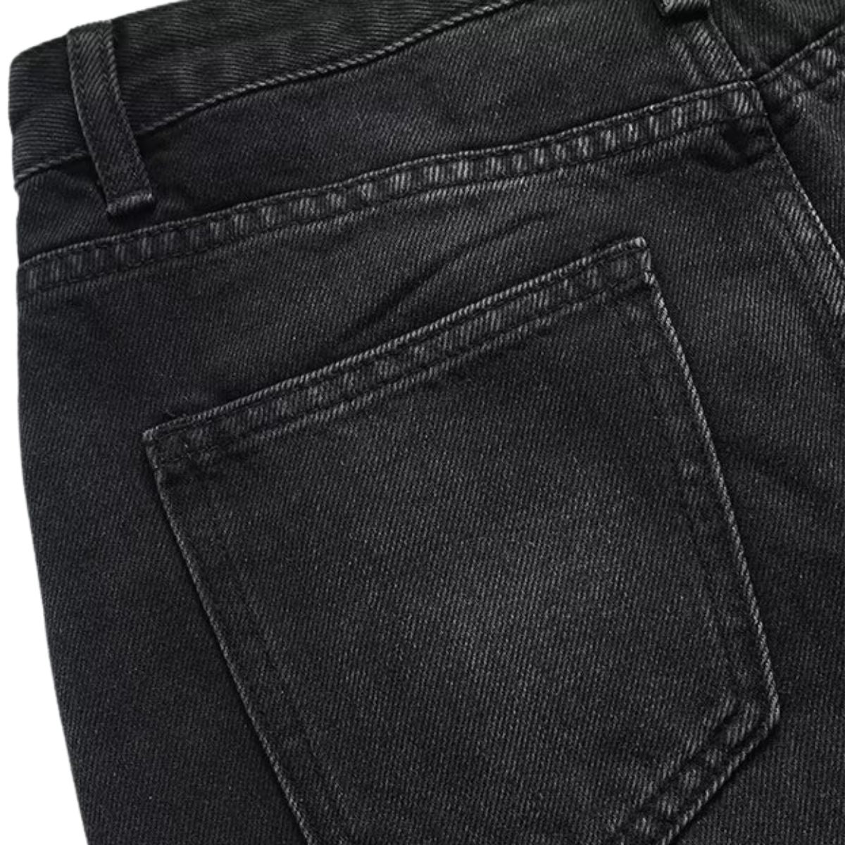 Falda vaquera con bordado de perlas y lavado vintage