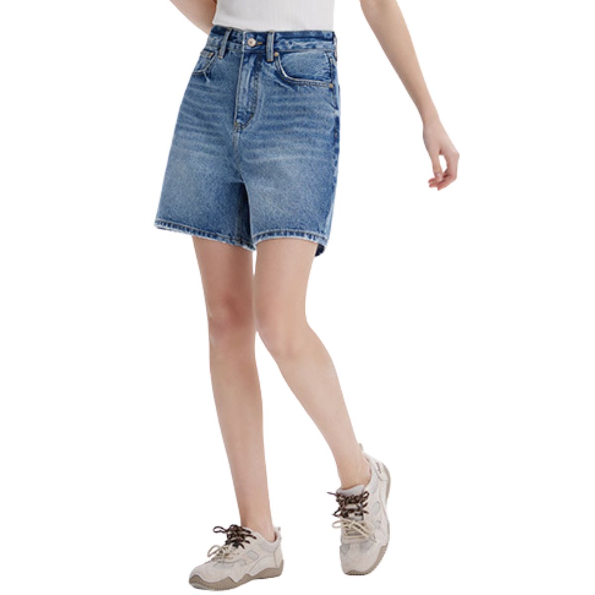 Relaxed Fit Whisker Denim Shorts