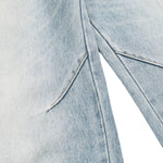 Vintage Washed Curved Loose Wide-Leg Jeans