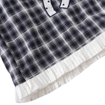 Washed Plaid Graphic Patchwork Bow Detail Relaxed Wide-Leg Capri Denim Pants
