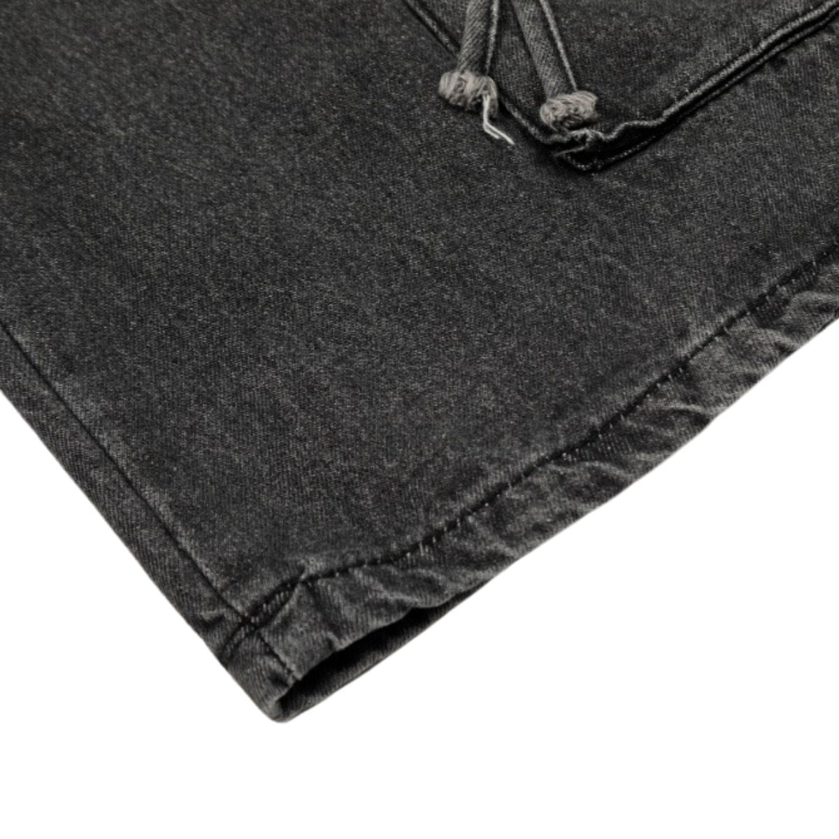 Men's Distressed Washed Denim Cargo Pants Wide Leg Unique Structured