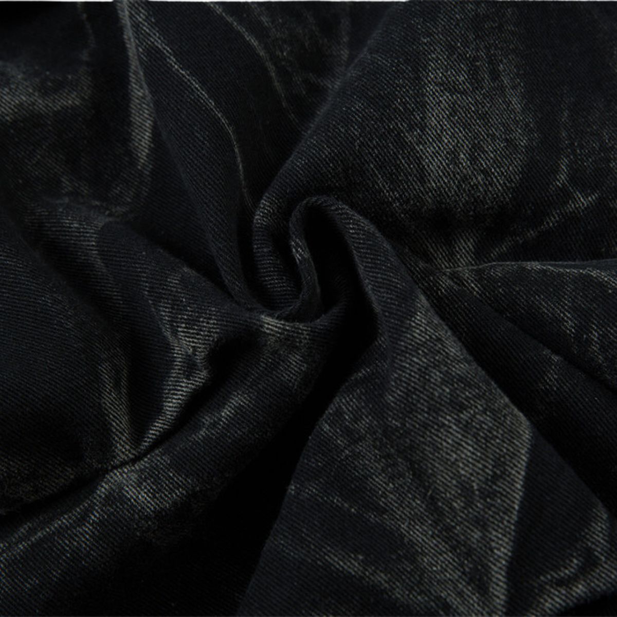 Men's Tie-Dye Denim Pants Heavy Pleated Distressed Loose Wide Leg