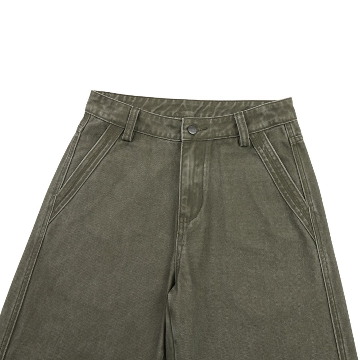 Vintage Washed Seam‑Detail Wide Leg Trousers