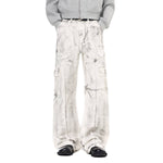 Graffiti Spray Washed Baggy Flared Denim Pants