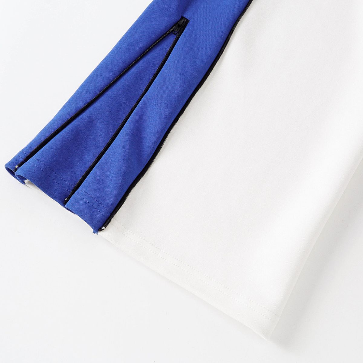 Contrast Side Spliced Zipper Draping Wide‑Leg Athletic Pants