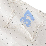 Y2K Polka Dot Graphic Ruffle Waist Baggy Wide-Leg Bermuda Denim Shorts