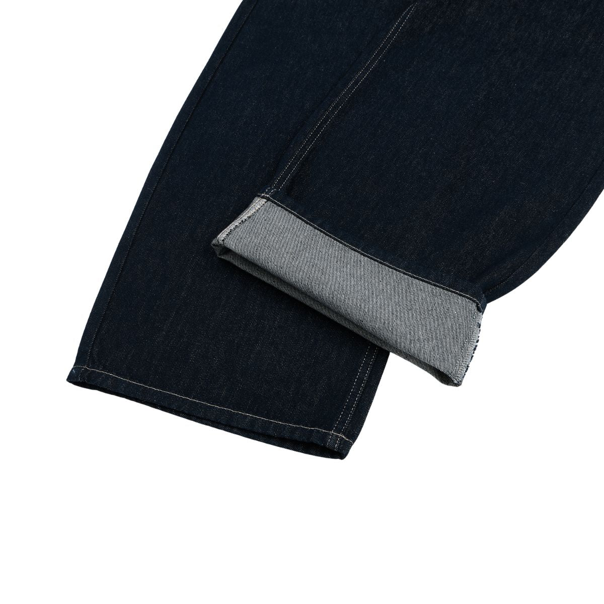 Star‑Print Curved Blade Raw Denim Jeans