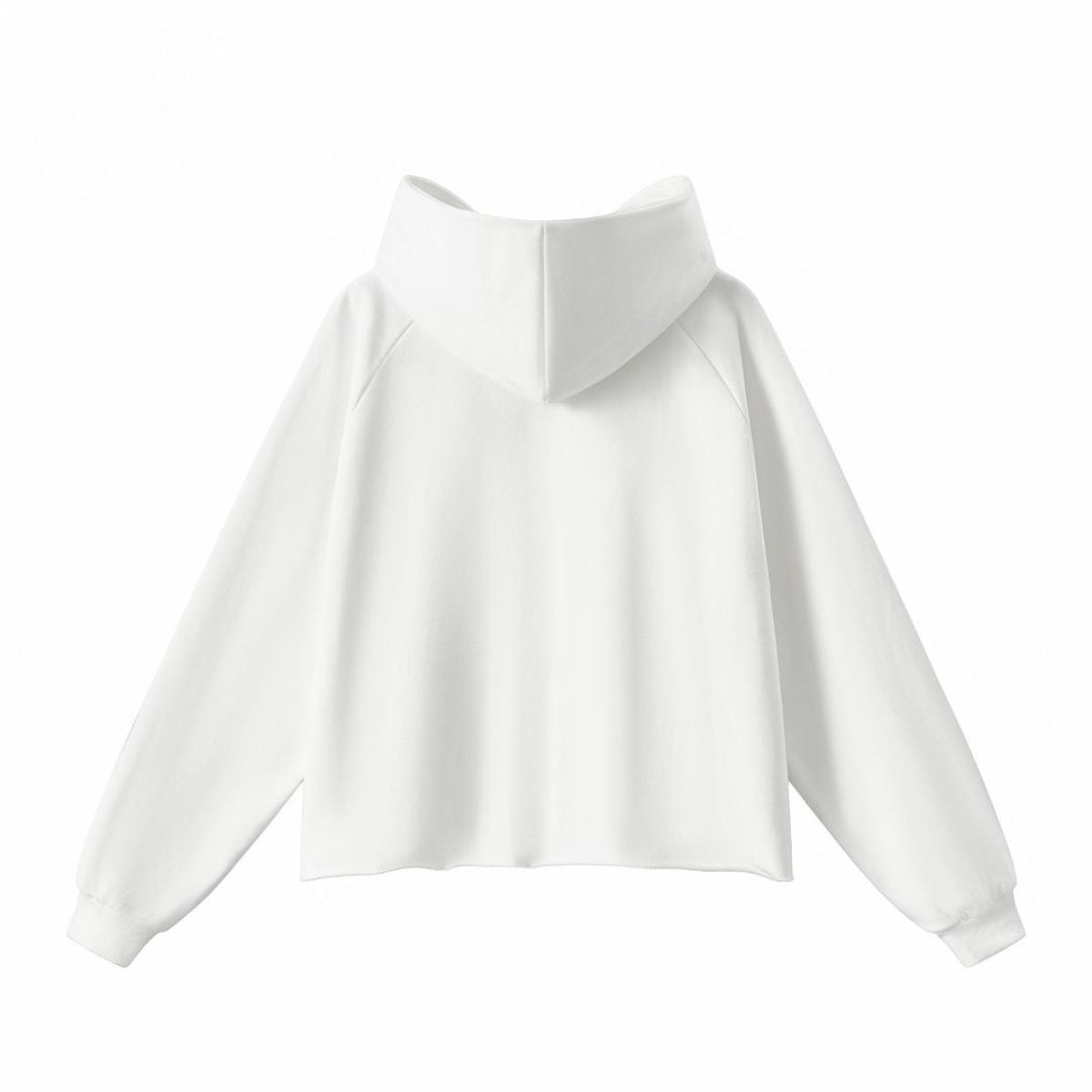 Boxy Raw‑Edge Distressed Hem Drop‑Shoulder Hoodie