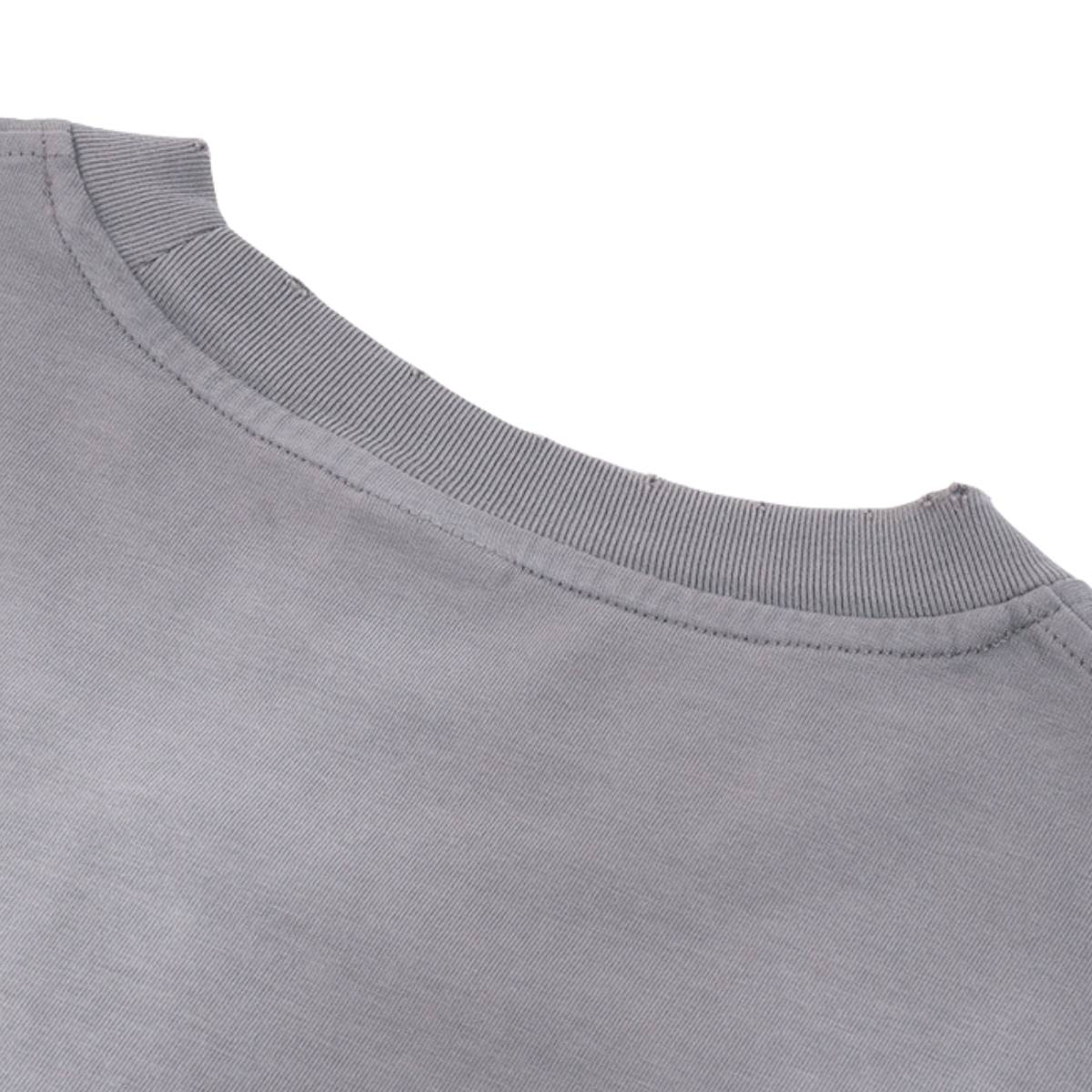 Camiseta destructiva de peso pesado con borde crudo de 10 oz
