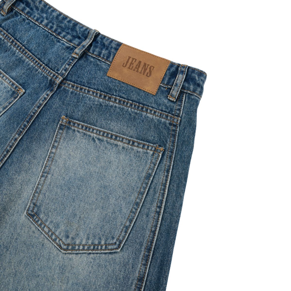 Vintage Blue Wide‑Leg Jeans With Side Pleat Details