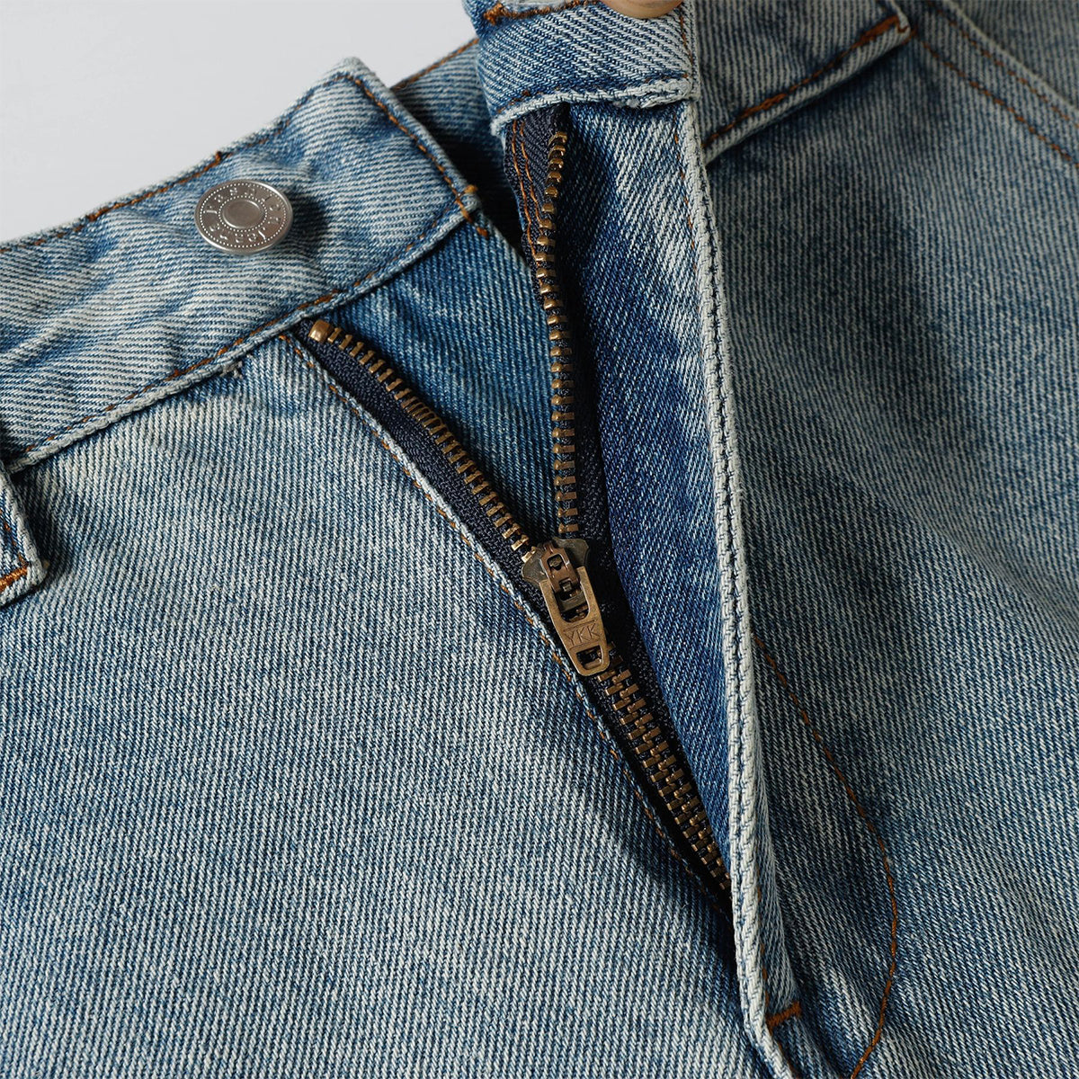 High Street Wide Leg Deconstructed Vintage Washed Loose Jeans