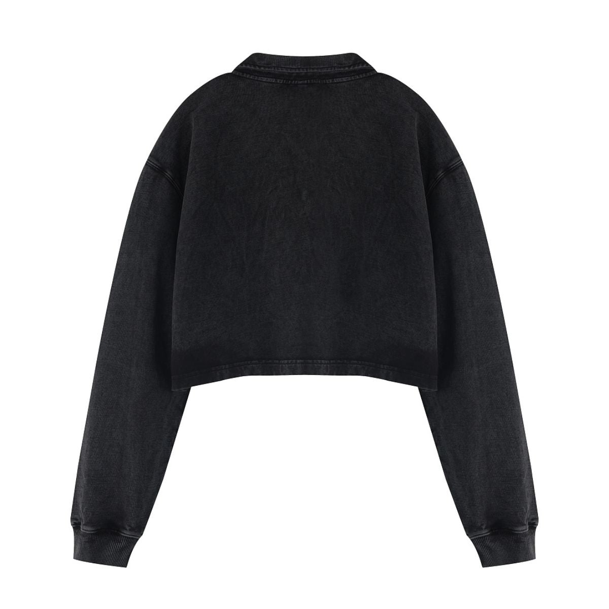 Heavyweight Snow Wash Collared Cropped Long Sleeve Sweatshirt